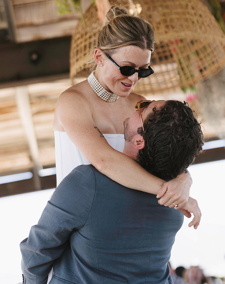 bride and groom dancing