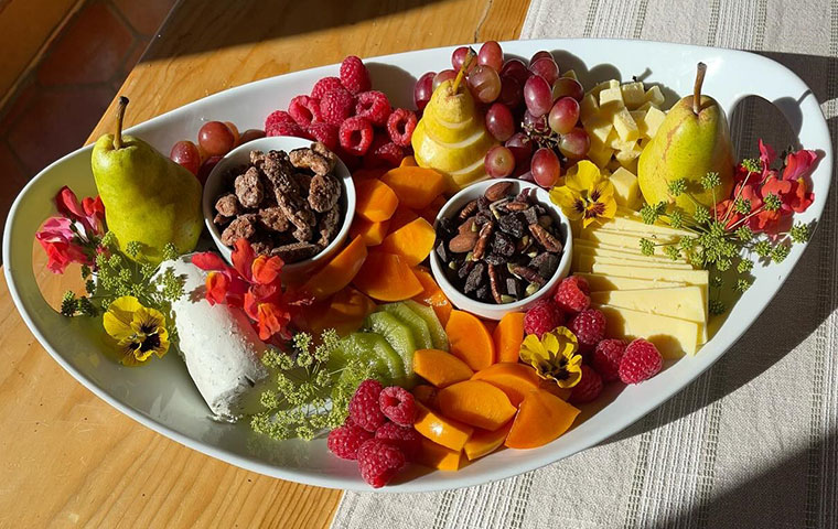 social event catering in Taos - girls' weekend fruit, cheese, and nuts platter