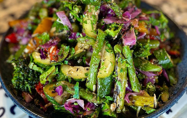 grilled organic spring vegetables