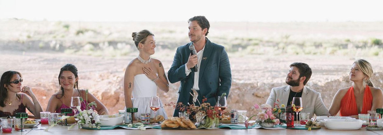 wedding catering in Taos New Mexico - groom giving wedding speech