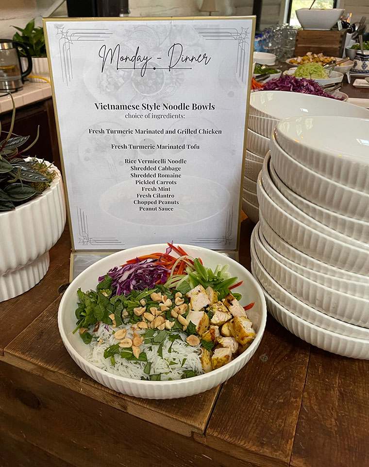 Monday yoga retreat menu at Taos Goji