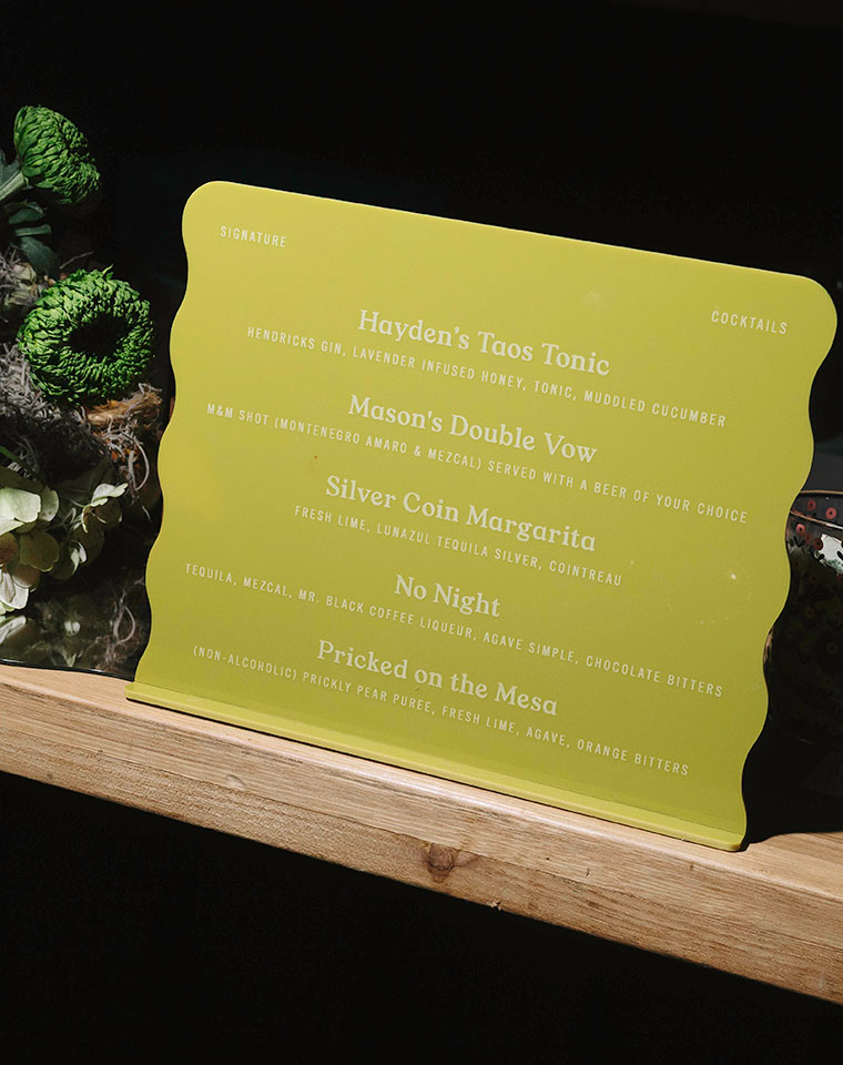 wedding cocktail menu