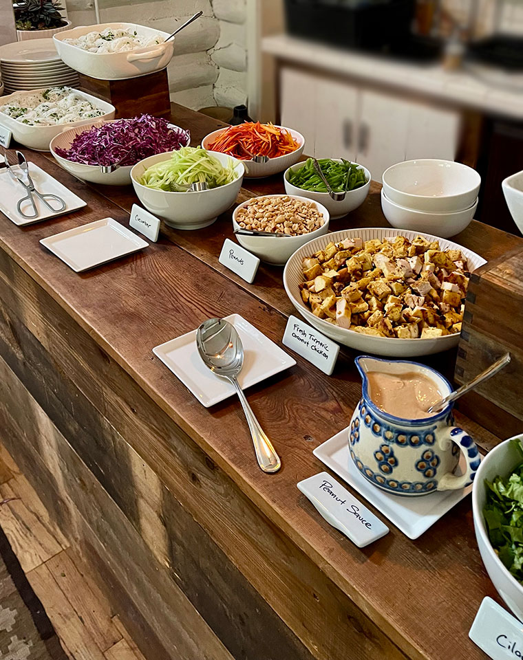 yoga retreat buffet at Taos Goji