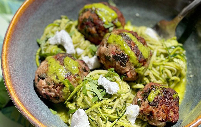 organic turkey meatballs with zucchini noddles
