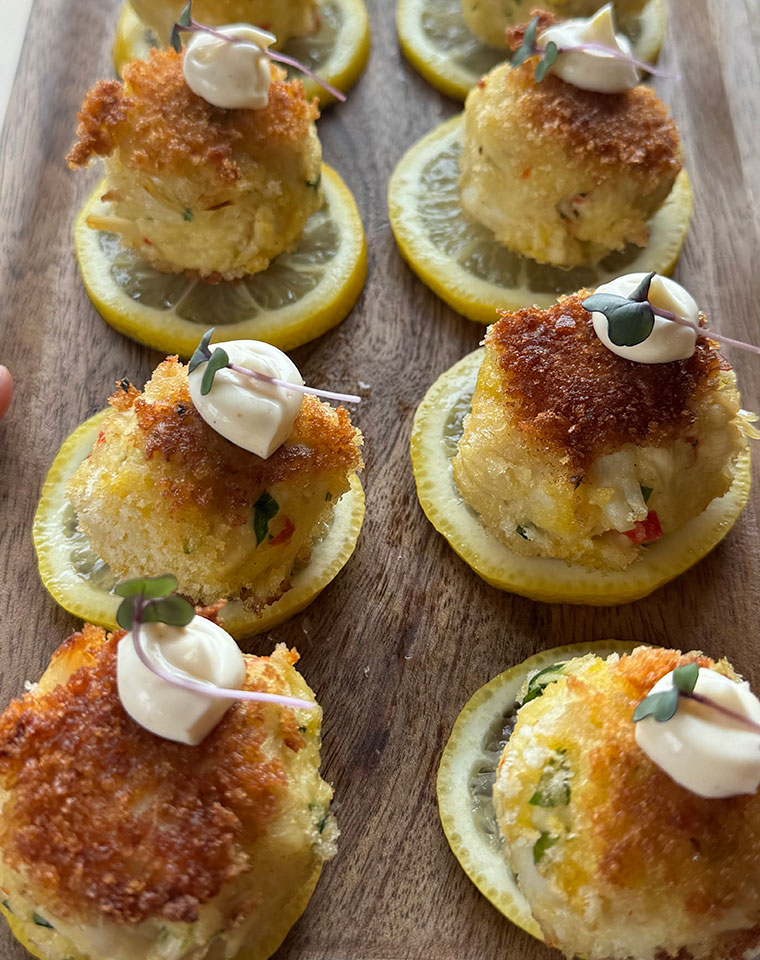 social event catering in Taos - hors d'oeuvres on a wood serving board